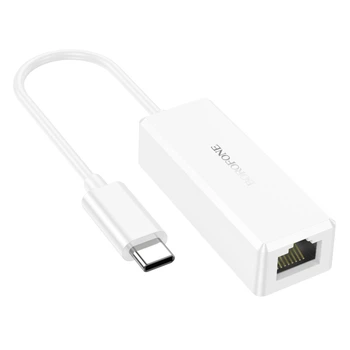 Кабель-перехiдник BOROFONE DH7 Ricco Type-C ethernet adapter(100 Mbps) White (6941991106224)