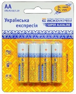 Батарейки АСКО-УКРЕМ луженая LR6, AА (Блистер 4шт.)