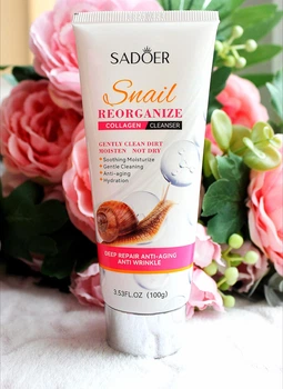 Пінка для обличчя з колагеном та екстрактом слизу равликаSadoer Snail Reorganize Collagen Foam