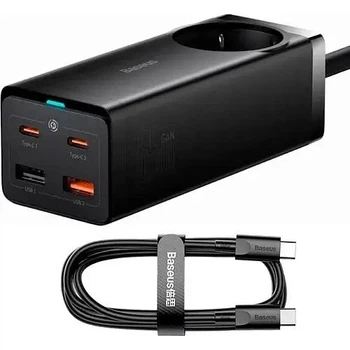 Сетевое зарядное устройство Baseus GaN3 Pro Desktop Powerstrip AC+2USB+2Type-C 65W with Xiaobai Series Fast Charging Cable Type-C to Type-C PSZM000901 Black