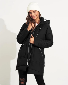 Пуховик женский - зимний пуховик Hollister HC7785W XS Черный