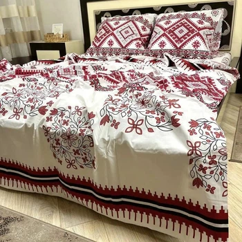 Постільна білизна бавовняна Вишиванка Євро 200 x 220 Бязь Біла 70 х 70