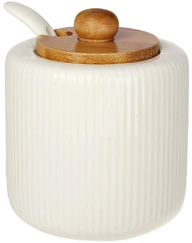 Цукорниця Ceram Bamboo Grace Ø8х9см (200мл) з ложкою і дерев'яною кришкою