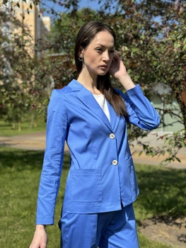 Жакет з кишенями зі стрейч бавовни Cat Orange 3348 Блакитний 46