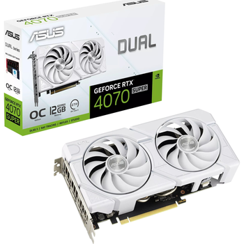 Відеокарта Asus nVidia RTX 4060 DUAL-RTX4070S-O12G-EVO-WHITE 12ГБ GDDR6/ 21000 МГц/ 192 мбіт