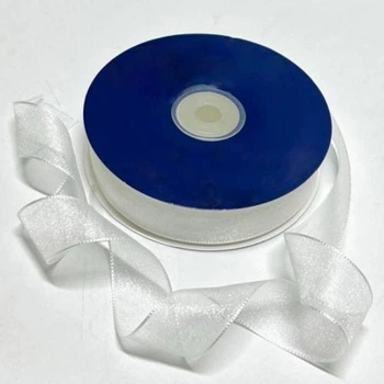 Лента из органзы белая 2,5 см (46 метров)