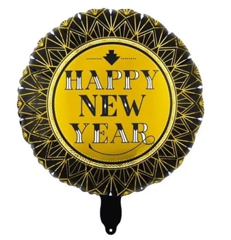 Шар фольгированный круглый "Happy New Year" золото (Китай)