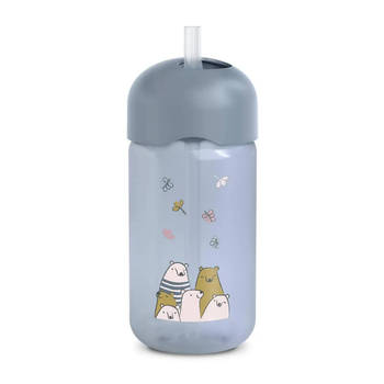 Пляшка із трубочкою Suavinex Bear Family 340 мл +18 місяців, blue 402649