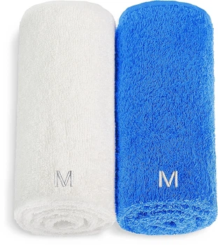 Набір рушників для обличчя, біле та блакитне "Twins" - MAKEUP Face Towel Set Blue + White 2шт (1182415-27056421)