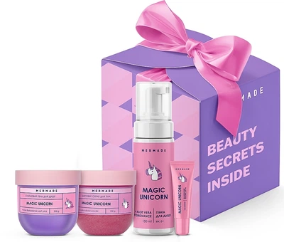 Подарочный набор - Mermade Magic Unicorn Party (foam/150ml + b/scr/250g + lip/balm/10g + sh/gel/200g) (1345863-8827389)