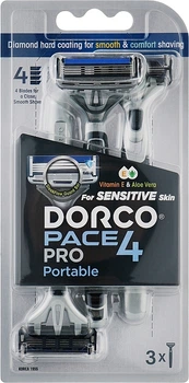 Бритва одноразова для чоловіків з 4 лезами, 3 шт., блістер - Dorco Pace 4 Pro 3шт (648005-120490)