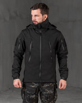 Тактична куртка демісезонна SoftShell на флісі 2XL чорна (59914)