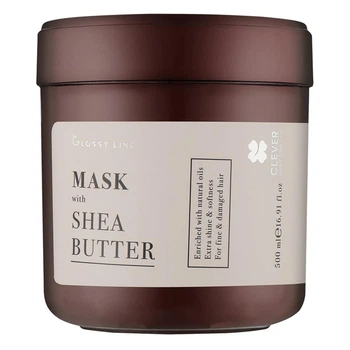 Маска для блеска волос с маслом ши Clever Hair Cosmetics Glossy Line Mask, 500 мл
