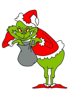 Ростова наклейка на Новий Рік "Грінч / Grinch - викрадач Різдва" 80 см - без контурної обрізки