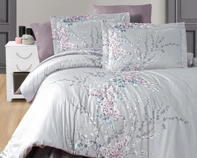 Турецкое постельное белье First Choice Cotton Satin Wisteria Lilac полуторное