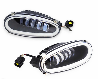 Светодиодные Led ПТФ противотуманные фары Daewoo Lanos Sens ПТФ 5 линз с ДХО Стекло съемное. МЕТАЛЛ с разъёмом (05728)
