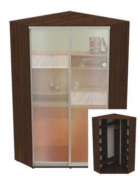 Шкаф-купе двухдверный угловой Алекса 120*120*230 Орех селект каменный 2 двери Зеркало Угол-2