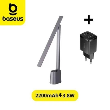 Настільна лампа Baseus LED Smart Eye Reading Desk Lamp 2200mAh (DGZG-0G) Grey + Подарунок Зарядний мережевий пристрій Baseus Compact 10.5W 2USB