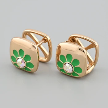 Серьги с кристаллами Swarovski Лилибет 48656 размер 15х15 мм цвет рассвет вес 9.0 г позолота 18К
