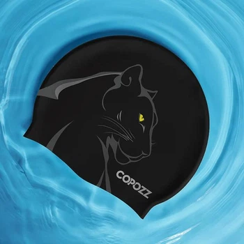 Шапочка для плавання Copozz Silicone чорний Panther YM-31204