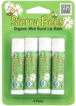 Набір органічних бальзамів для губ Sierra Bees Organic Mint Burst Lip Balms 4 шт по 4.25 г (898220013043)