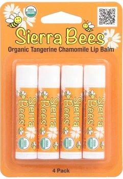 Набор органических бальзамов для губ Sierra Bees Organic Tangerine Chamomile Lip Balms 4 шт по 4.25 г (898220011452)
