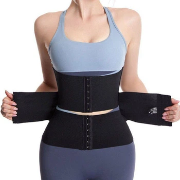 Корсет Утягивающий для похудения талии двойная утяжка Super waist 2XL Черный