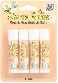Набір органічних бальзамів для губ Sierra Bees Organic Grapefruit Lip Balms 4 шт по 4.25 г (898220011476)