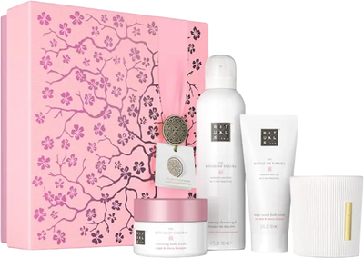 Zestaw Rituals The Ritual Of Sakura Krem do ciała 100 ml + Peeling do ciała 125 ml + Żel pod prysznic 200 ml + Świeca zapachowa 140 g (8719134184549)