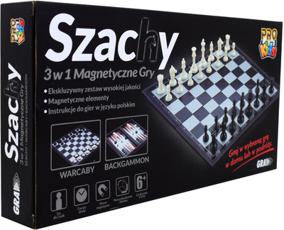 Zestaw do zabawy Pro Kids 3 w 1 Magnetyczny Szachy + Warcaby + Tryktrak 32 cm (5902666691774)