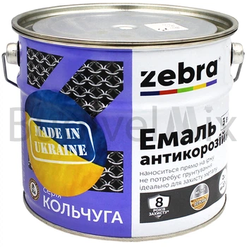 Емаль антикорозійна ZEBRA 3в1 серія Кольчуга 2 кг 12 біла глянцева