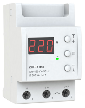 Реле напруги ZUBR D50 (50 А, 11 000 ВА) (4820120220432)