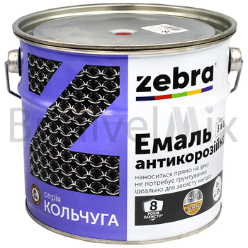 Емаль антикорозійна ZEBRA 3в1 серія Кольчуга 2 кг 76 темно-вишнева