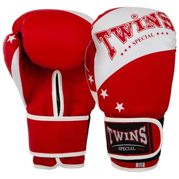 Перчатки боксерские на липучке Twins Spirit 9476 размер 14 унций Red-White