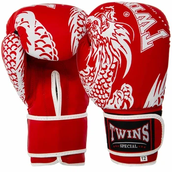 Перчатки боксерские на липучке Twins Special V-S3 размер 14 унций Red-White