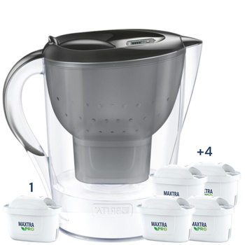 Фильтр-кувшин для воды BRITA Marella XL Memo MX 3.5 л. с 5-ю картриджами Maxtra Pro Limescale для жесткой воды (графит)