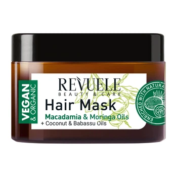 Відновлююча маска для волосся Revuele Vegan & Organic Hair Mask з екстрактом макадамії та моринги, 360 мл