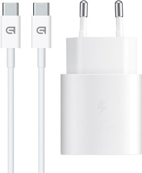 Зарядний пристрій ArmorStandart AR-TA800W USB-C 25W white + кабель USB-C to USB-C (ARM63804)
