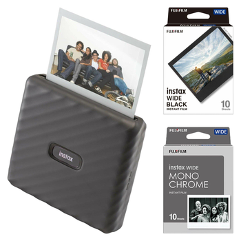 Фотопринтер Fujifilm Instax Link Wide Gray + Instax Wide Black Frame 10 Фото + Instax Wide Monochrome 10 Фото
