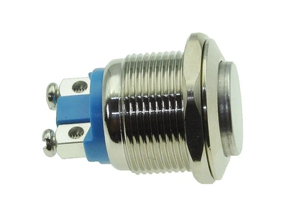 Кнопка антивандальная d22mm резьба 19mm h28mm 2 контакта под винт, арт. кн543