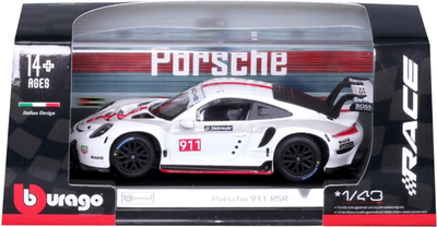 Металева модель автомобіля Bburago Porsche 911 RSR 1:43 Біла (4893993383023)