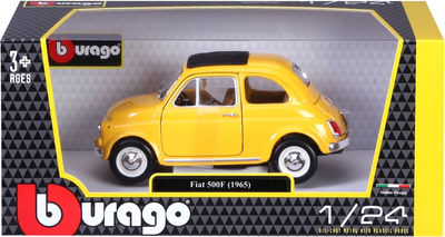 Металева модель автомобіля BBurago Fiat 500 F 1965 1:24 Жовта (4893993220984)