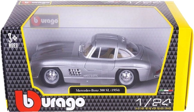 Metalowy model samochodu BBurago Mercedes-Benz 300SL 1954 1:24 Srebrny (4893993010530)