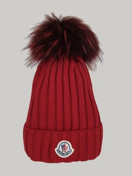 Шапка женская Moncler Patch Pompom Beanie Hat MB-10007-2 Red