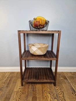 Стелаж (этажерка) 800х520х360 мм WoodDecor из натурального дерева 3 полочки Коричневый