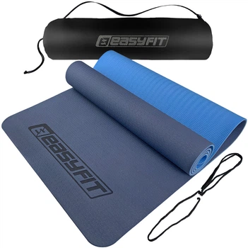 Килимок для йоги та фітнесу EasyFit EF-1924s-BLB TPE+TC ECO-Friendly двошаровий каремат у чохлі 6 мм Синій з блакитним (56002567)