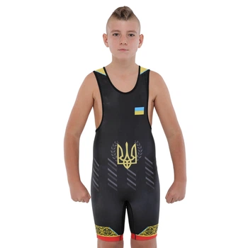 Трико для борьбы детское Ukraine SP-Sport 6607-1 размер 6XS (133-137см) Black