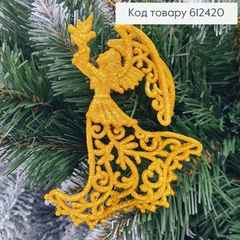 Новогодняя фигура Блеск Ангел с голубем ЗОЛОТО, 12*7см, игрушка на елку, Украина