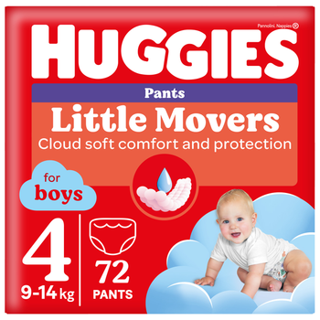 Підгузки-трусики Huggies Little Movers/Pants 4 9-14 кг Box для хлопчиків 72 шт (5029053564104)