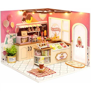 Кукольный дом конструктор DIY Cute Room H-023 Магазин мороженого Счастье Румбокс